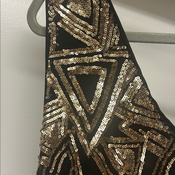 Forever 21 Black and Gold Geometric Sequin Mini Dress - Picture 3 of 6